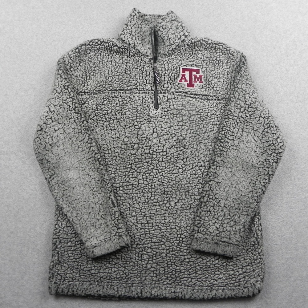 Boxercraft Texas A&M Sherpa Fleece Pullover Mens Medium Quarter Zip Grey Jacket